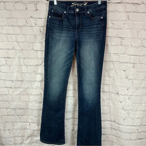 seven7 dark wash slim boot denim jeans sz 6 western boho